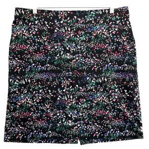 Talbots Black Multicolor Floral Tulip Pattern Pencil Skirt Women 16W